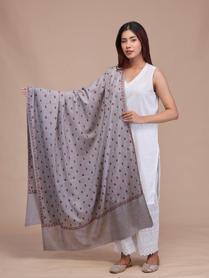 Women's Aari Embroidered Wool Shawl