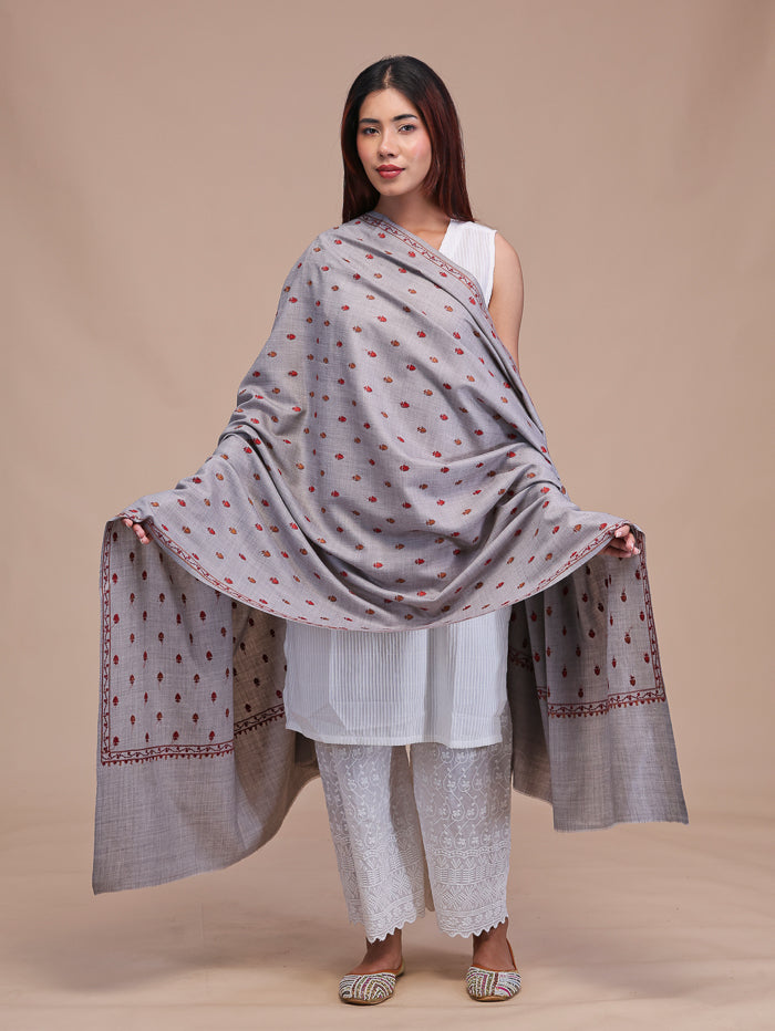 Women's Aari Embroidered Wool Shawl
