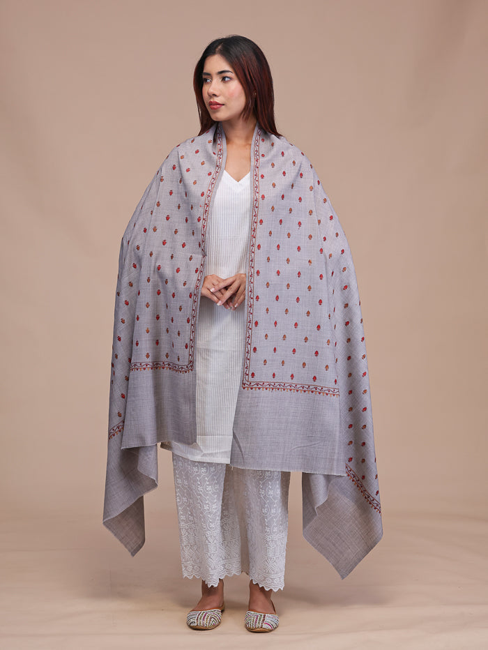 Women's Aari Embroidered Wool Shawl