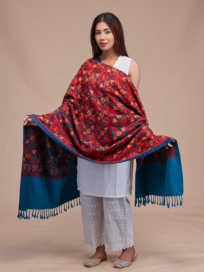 Women's Aari Embroidered Wool Shawl