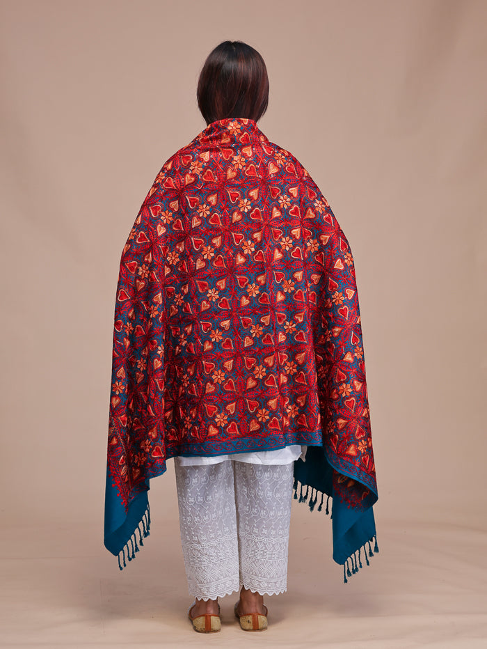 Women's Aari Embroidered Wool Shawl