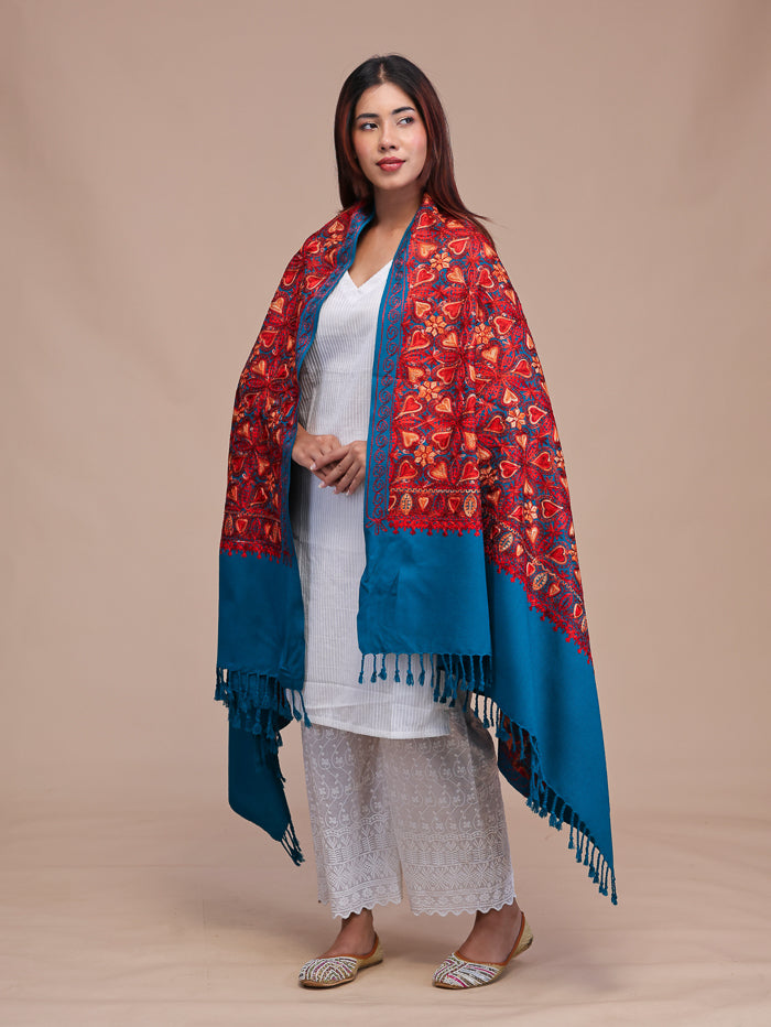 Women's Aari Embroidered Wool Shawl
