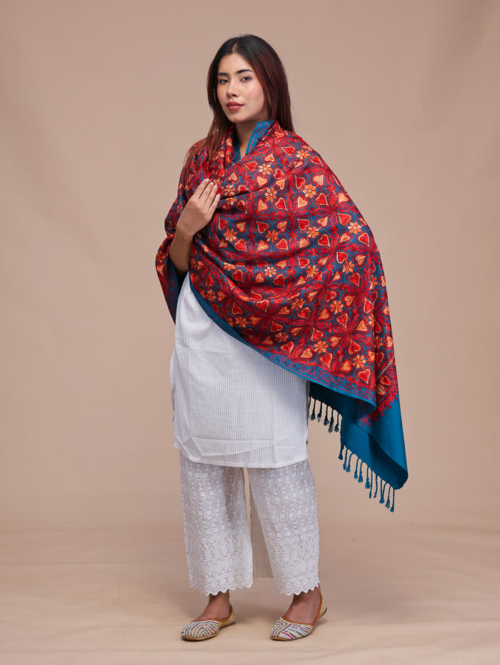 Women's Aari Embroidered Wool Shawl