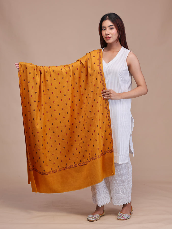 Women's Aari Embroidered Wool Shawl