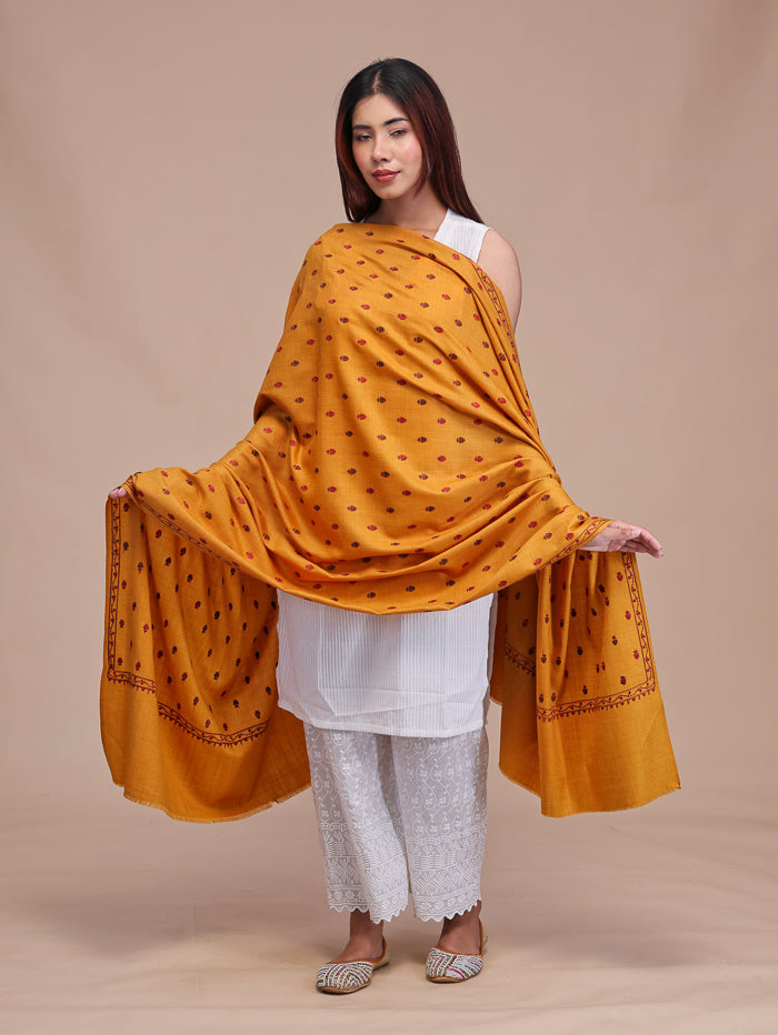 Women's Aari Embroidered Wool Shawl