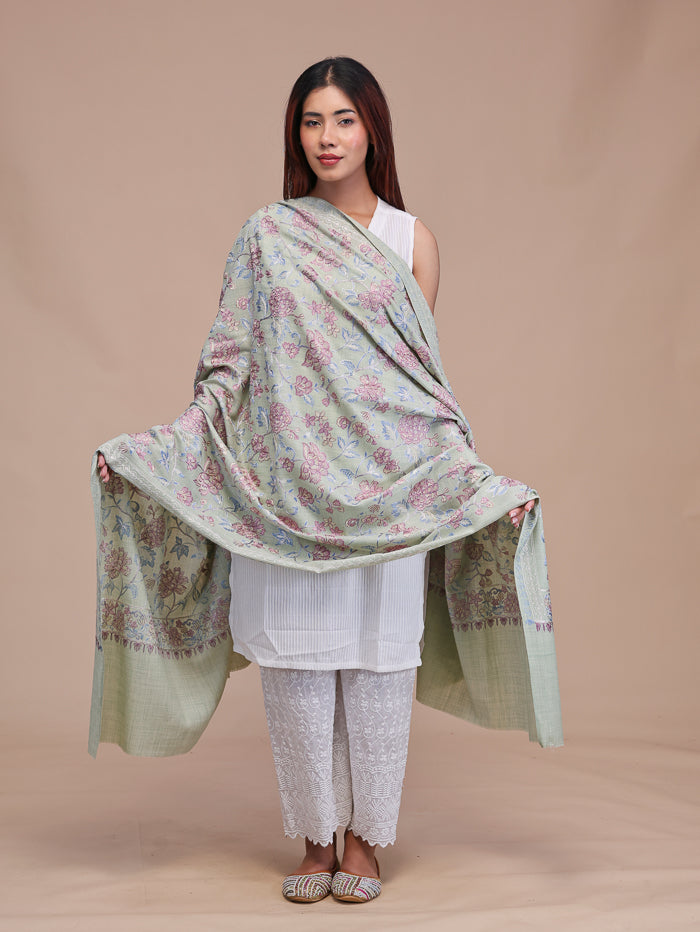 Women's Aari Embroidered Wool Shawl