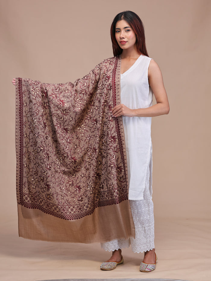 Women's Aari Embroidered Wool Shawl
