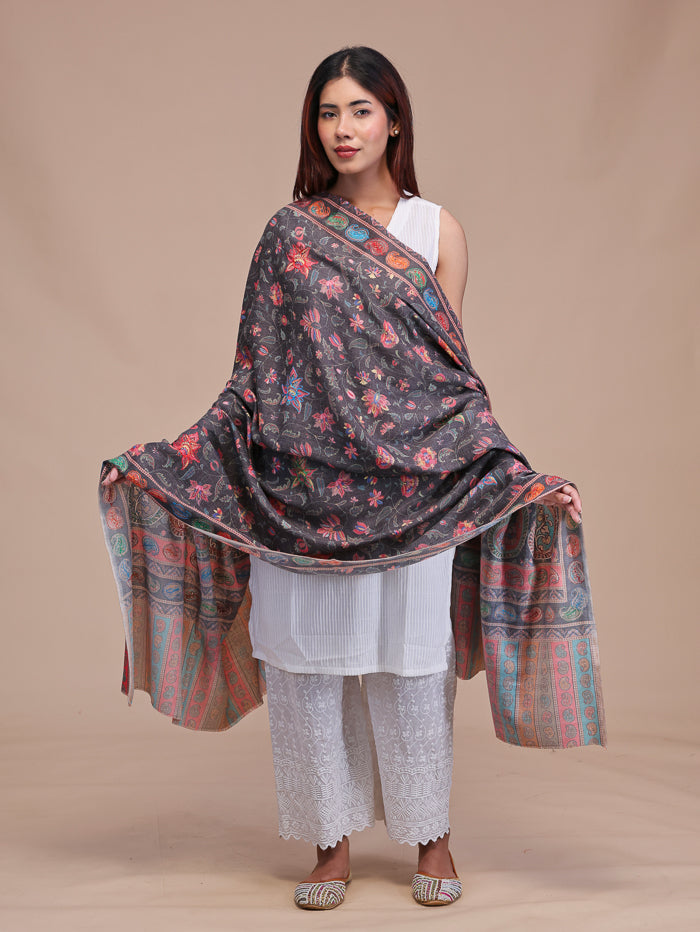 Women's Aari Embroidered Wool Shawl