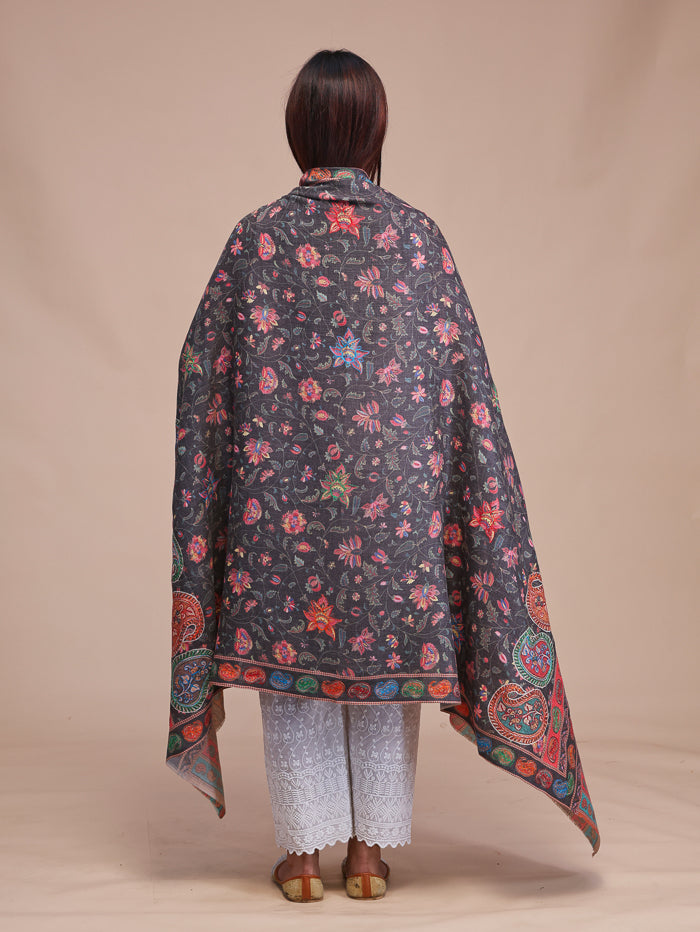Women's Aari Embroidered Wool Shawl