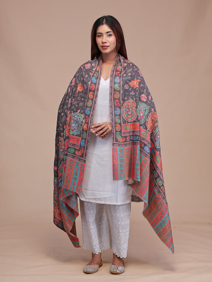 Women's Aari Embroidered Wool Shawl