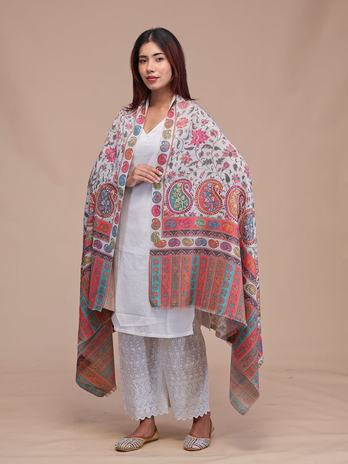 Women's Aari Embroidered Wool Shawl