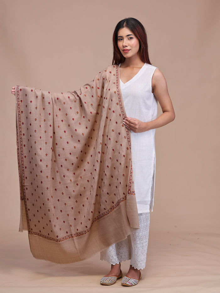 Women's Aari Embroidered Wool Shawl