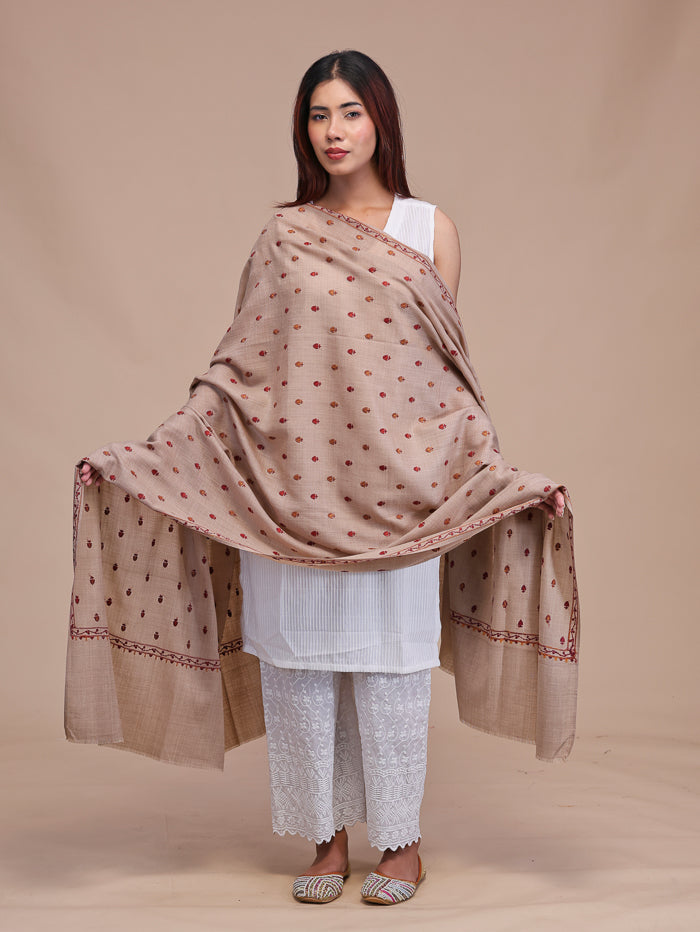Women's Aari Embroidered Wool Shawl