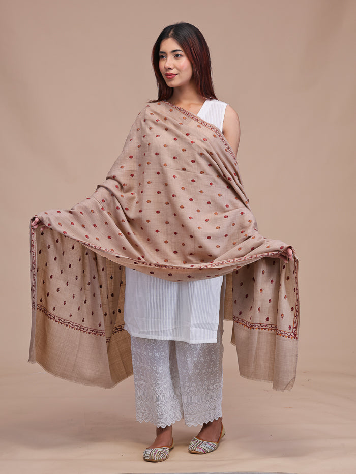 Women's Aari Embroidered Wool Shawl