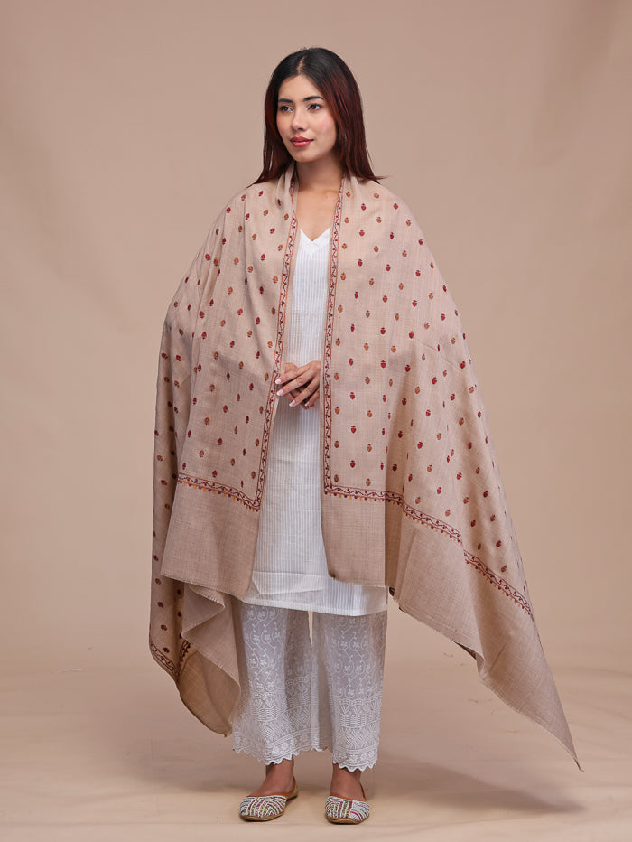 Women's Aari Embroidered Wool Shawl