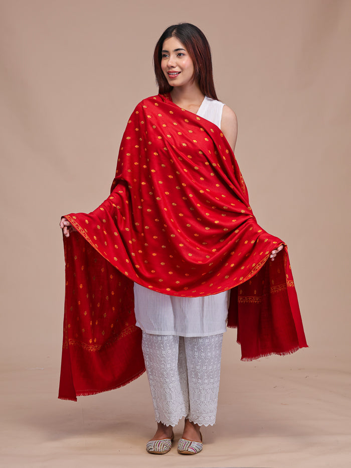 Women's Aari Embroidered Wool Shawl