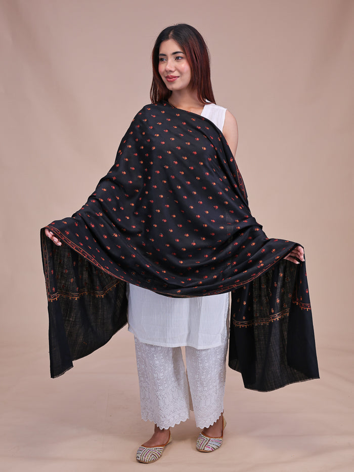 Women's Aari Embroidered Wool Shawl
