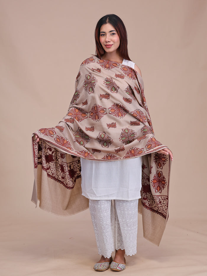 Women's Aari Embroidered Wool Shawl