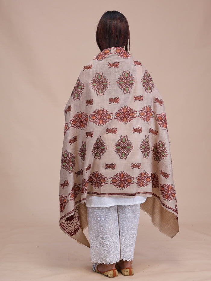 Women's Aari Embroidered Wool Shawl