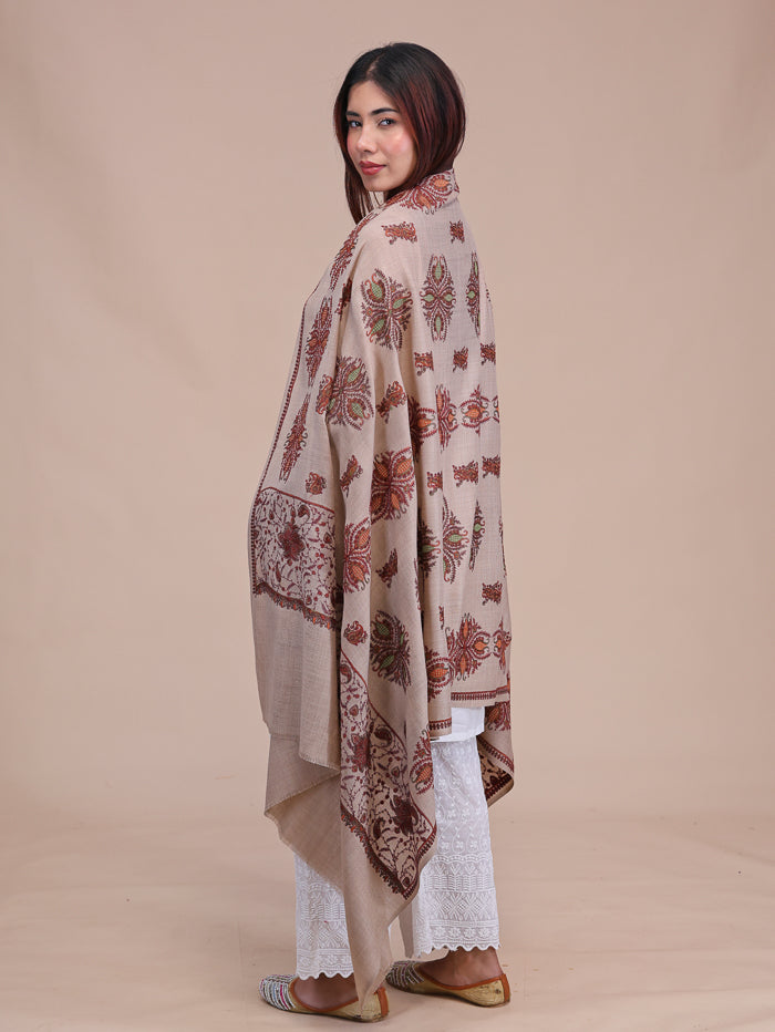 Women's Aari Embroidered Wool Shawl
