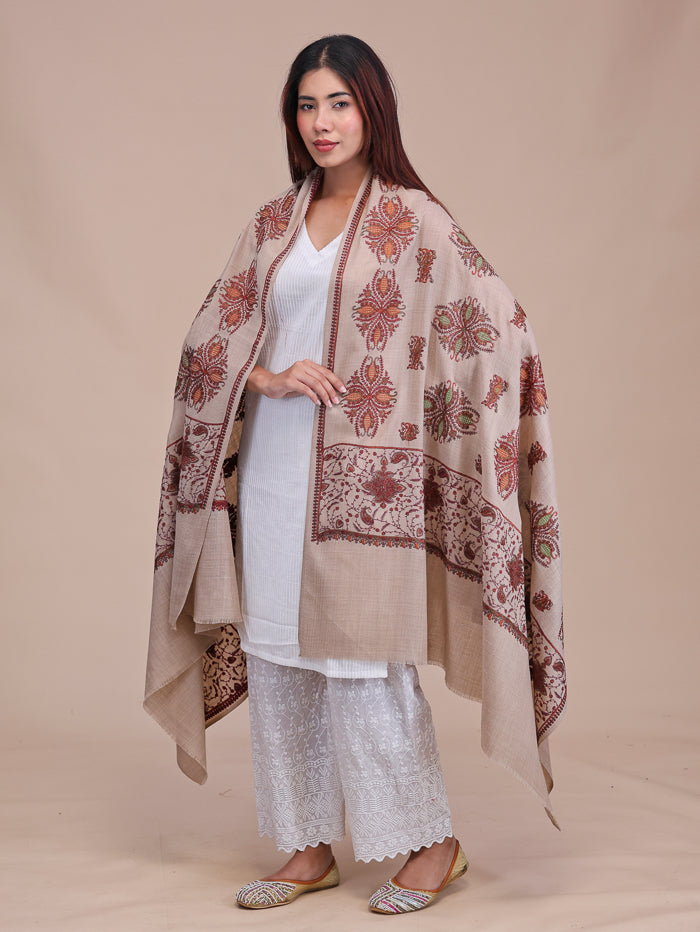 Women's Aari Embroidered Wool Shawl