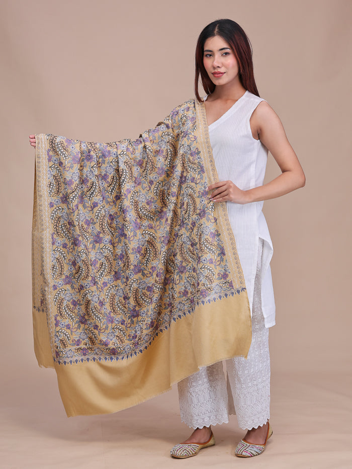 Women's Aari Embroidered Wool Shawl