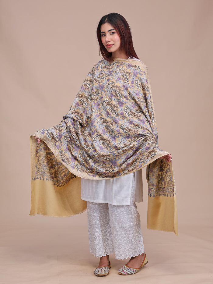 Women's Aari Embroidered Wool Shawl