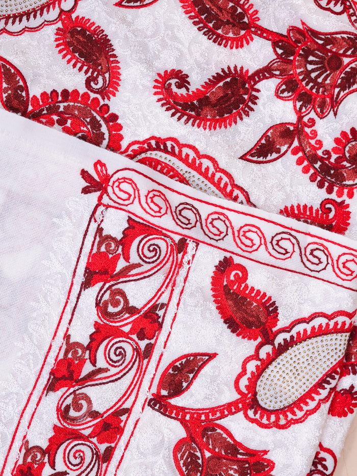 Women's Aari Embroidered Wool Shawl With Sequence