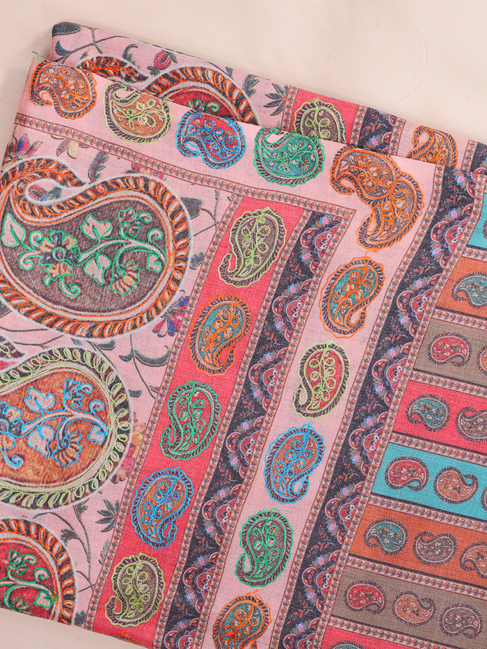 Women's Aari Embroidered Wool Shawl