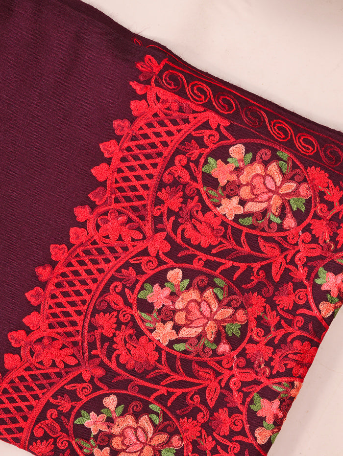Women's Aari Embroidered Wool Shawl
