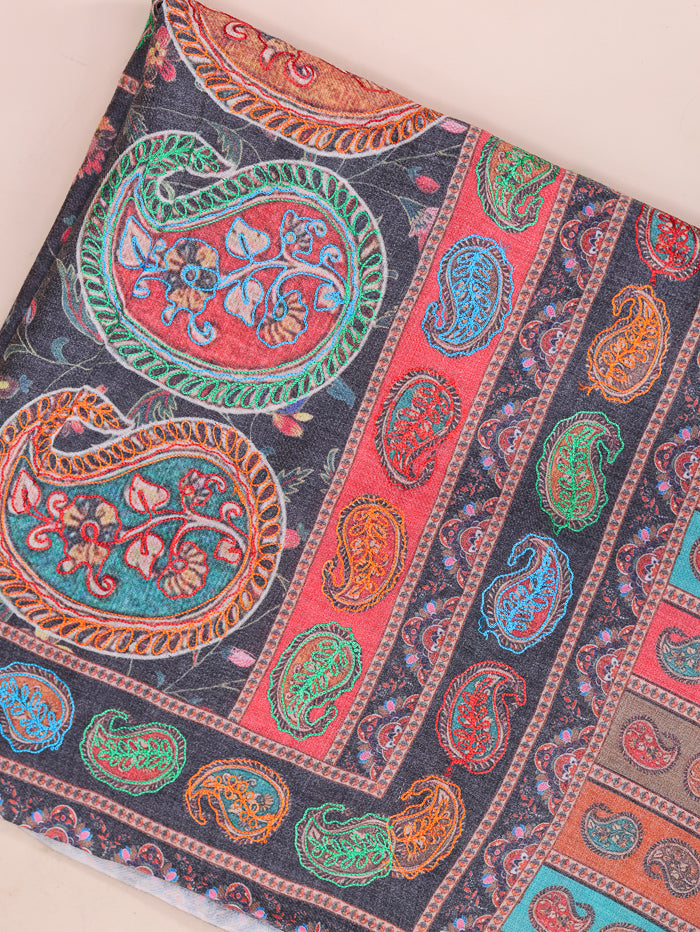 Women's Aari Embroidered Wool Shawl