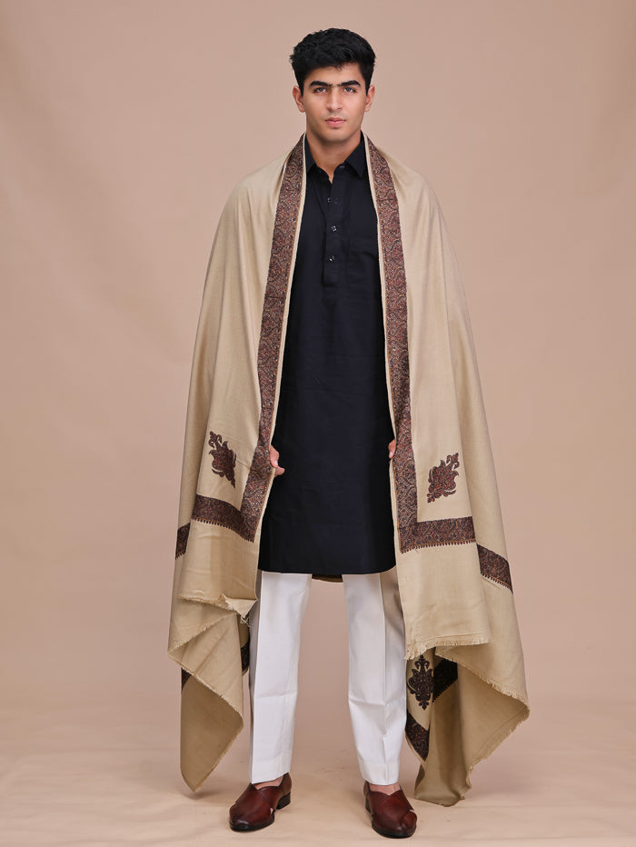 Men's Kashmiri Embroidered Wool Shawl