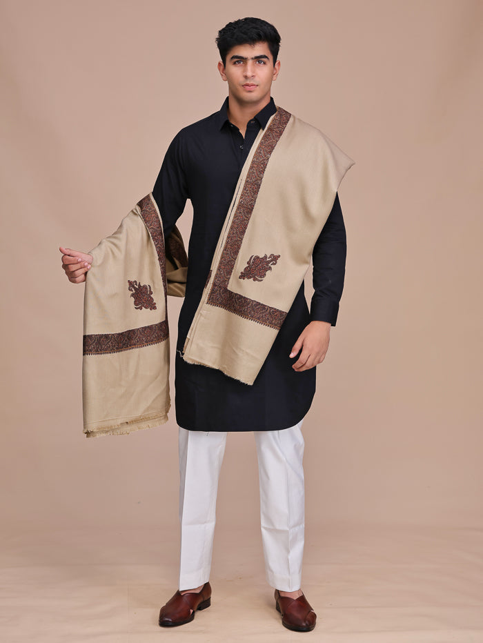 Men's Kashmiri Embroidered Wool Shawl
