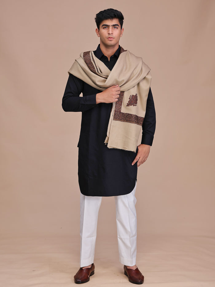 Men's Kashmiri Embroidered Wool Shawl
