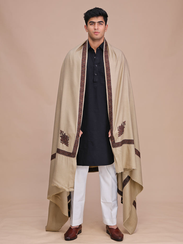 Men's Kashmiri Embroidered Wool Shawl