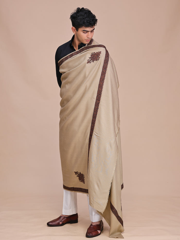 Men's Kashmiri Embroidered Wool Shawl