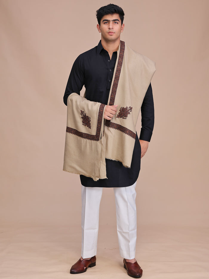Men's Kashmiri Embroidered Wool Shawl