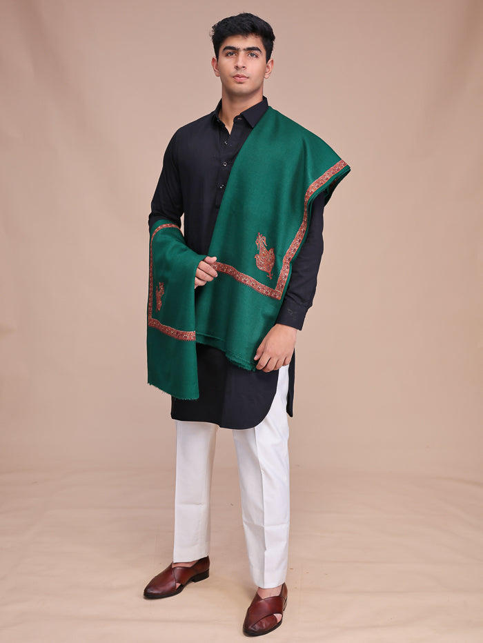 Men's Kashmiri Embroidered Wool Shawl