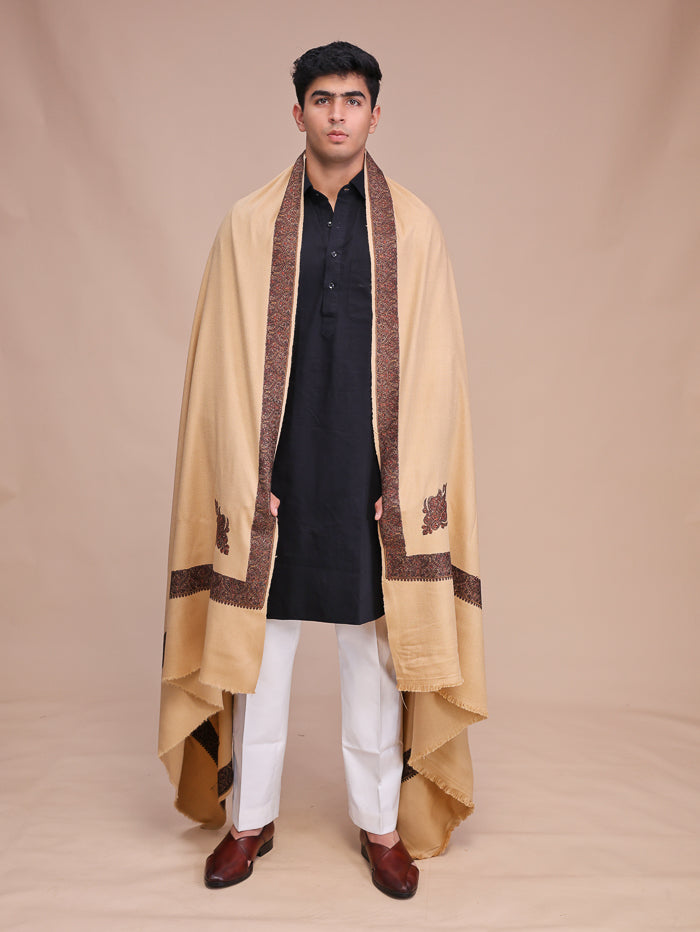Men's Kashmiri Embroidered Wool Shawl