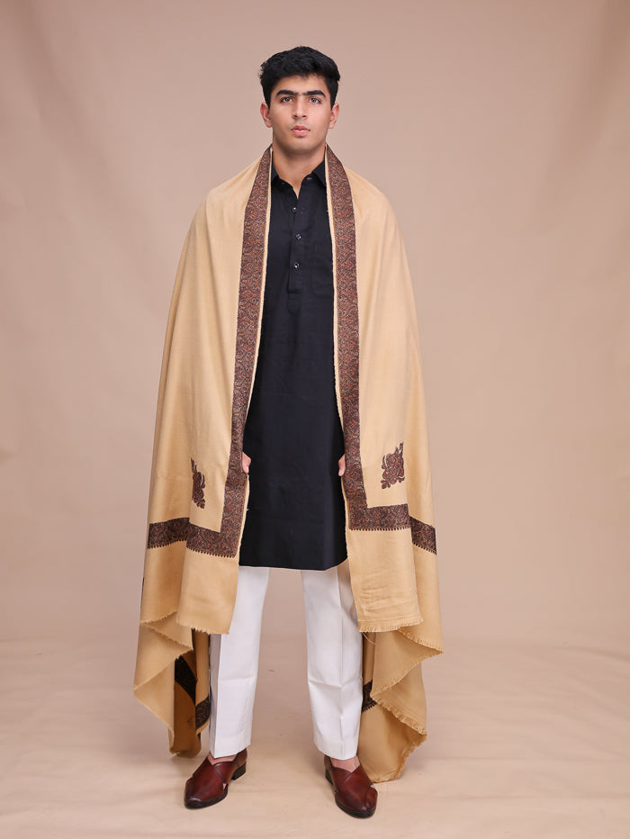 Men's Kashmiri Embroidered Wool Shawl