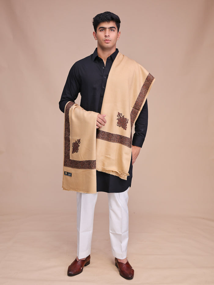 Men's Kashmiri Embroidered Wool Shawl