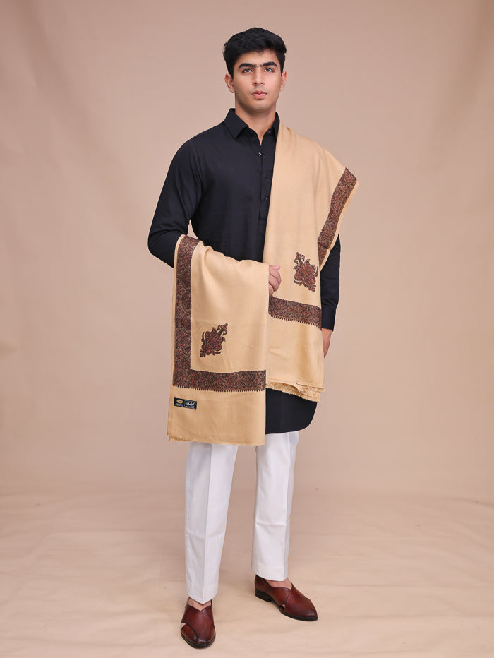 Men's Kashmiri Embroidered Wool Shawl