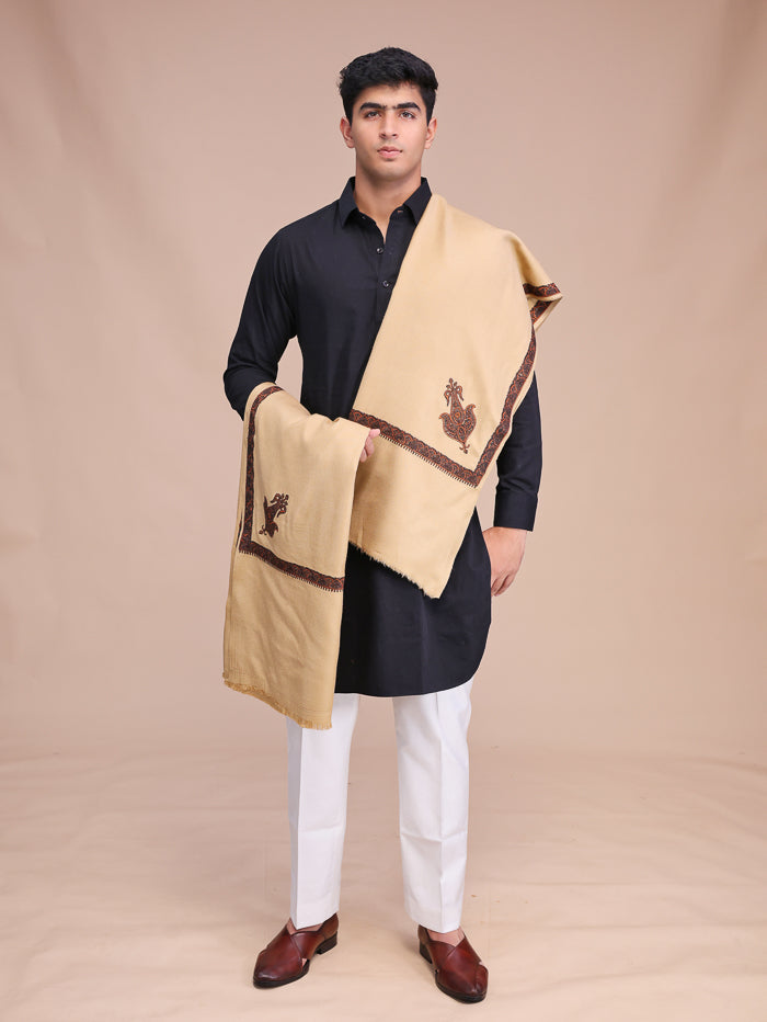 Men's Kashmiri Embroidered Wool Shawl