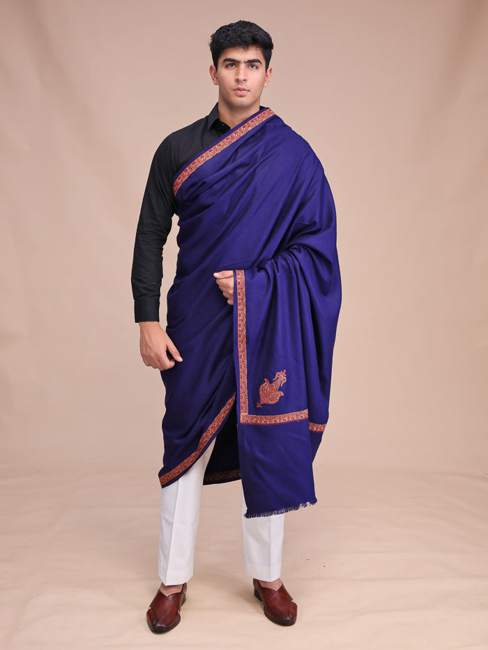 Men's Kashmiri Embroidered Wool Shawl