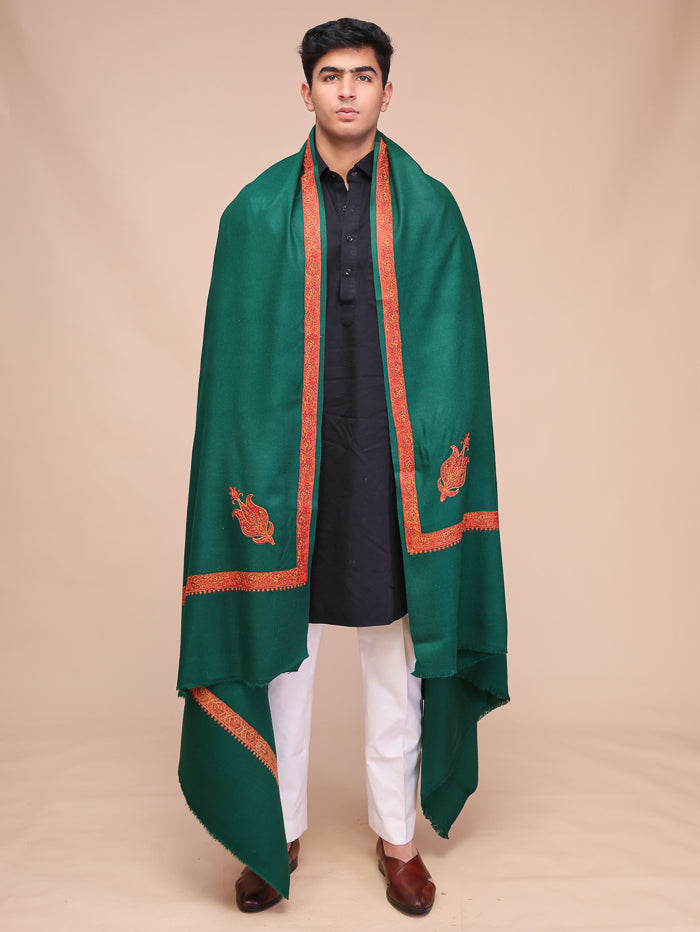 Men's Kashmiri Embroidered Wool Shawl