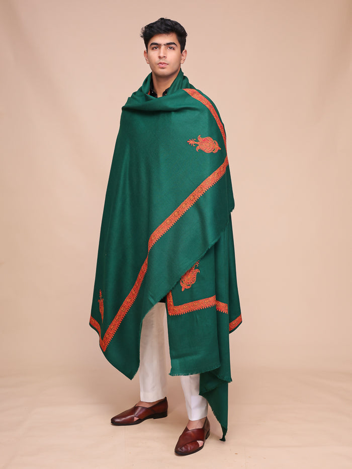 Men's Kashmiri Embroidered Wool Shawl