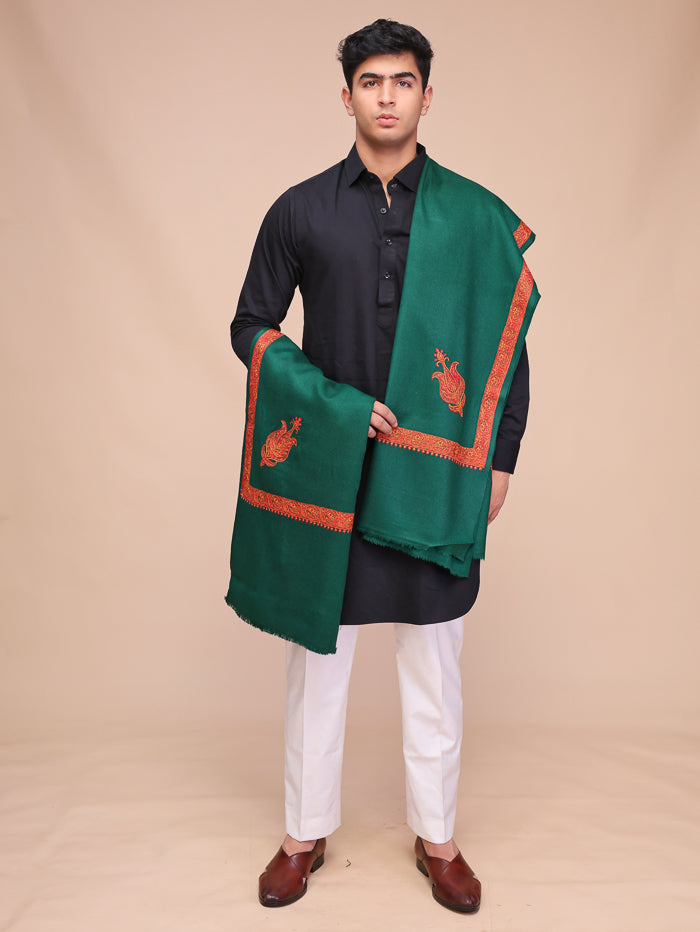 Men's Kashmiri Embroidered Wool Shawl
