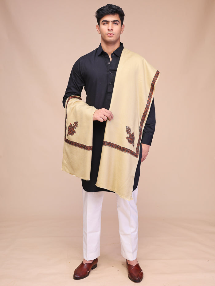 Men's Kashmiri Embroidered Wool Shawl
