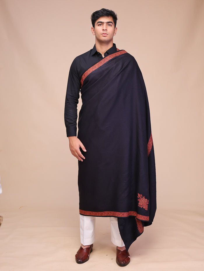 Men's Kashmiri Embroidered Wool Shawl