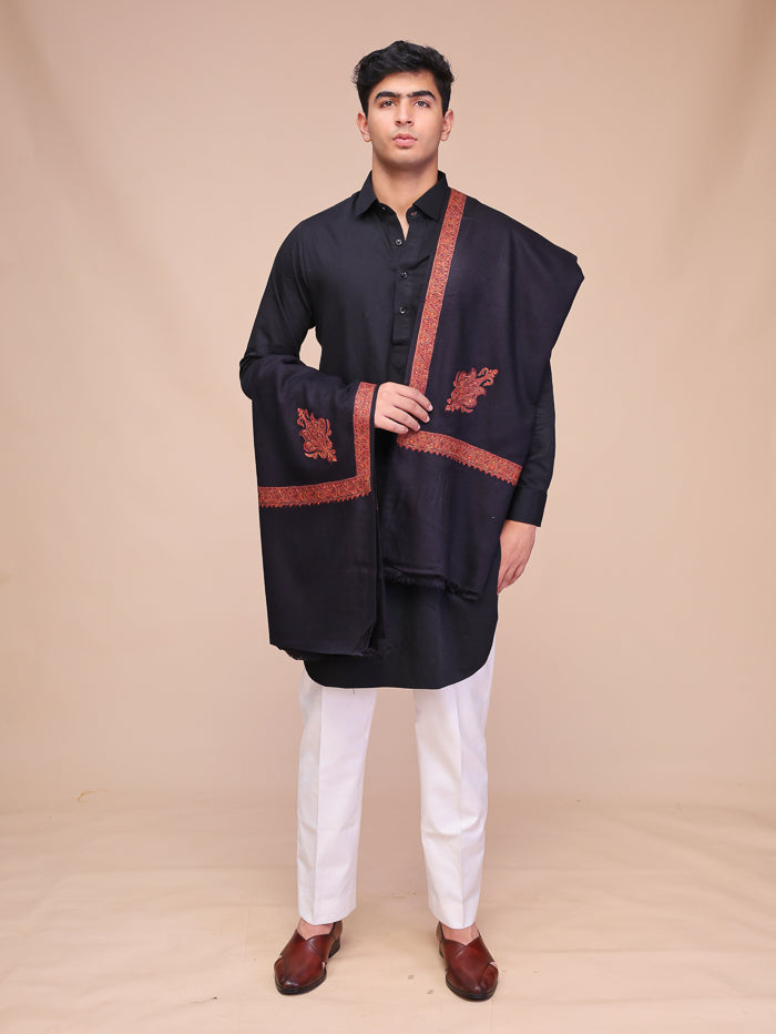 Men's Kashmiri Embroidered Wool Shawl
